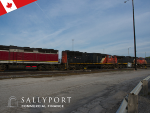 Canadian-rail-freight-train-stopped-on-tracks