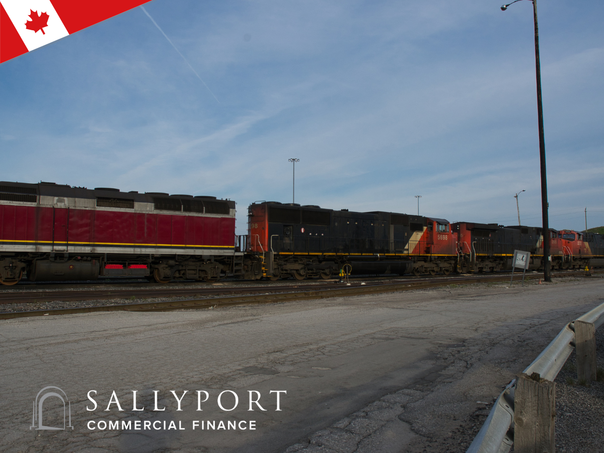 Canadian-rail-freight-train-stopped-on-tracks