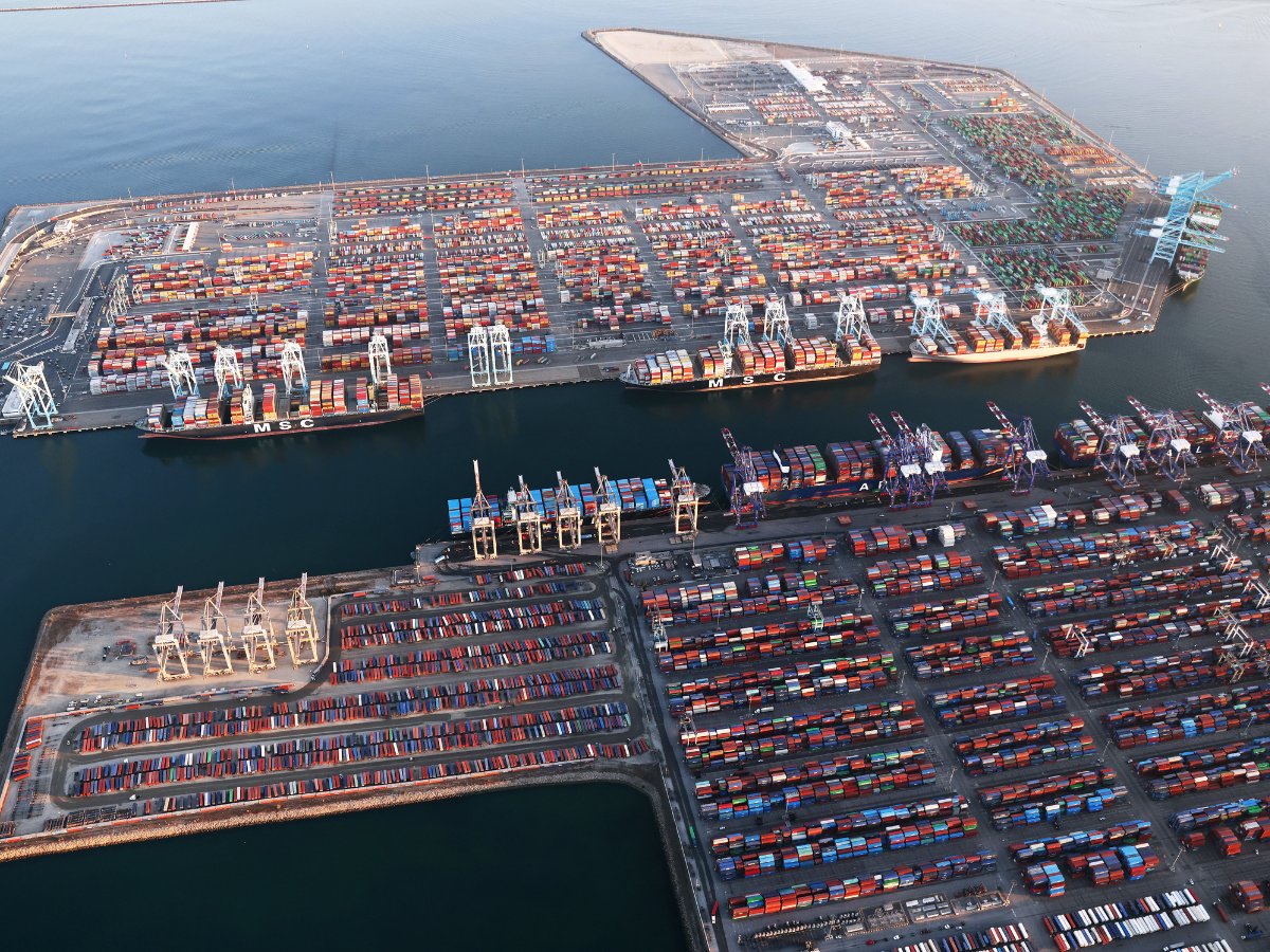 overhead shot of LA port